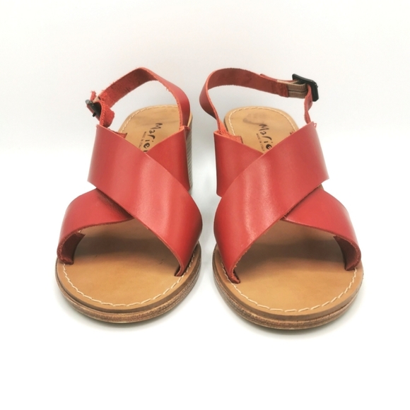 Mariella Red Block Heel Sandals Size 9 (40) - Picture 5 of 8
